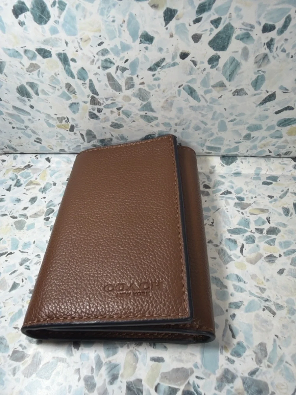 COACH Brown Pebbled Leather Trifold wallet men’s - Picture 2 of 4